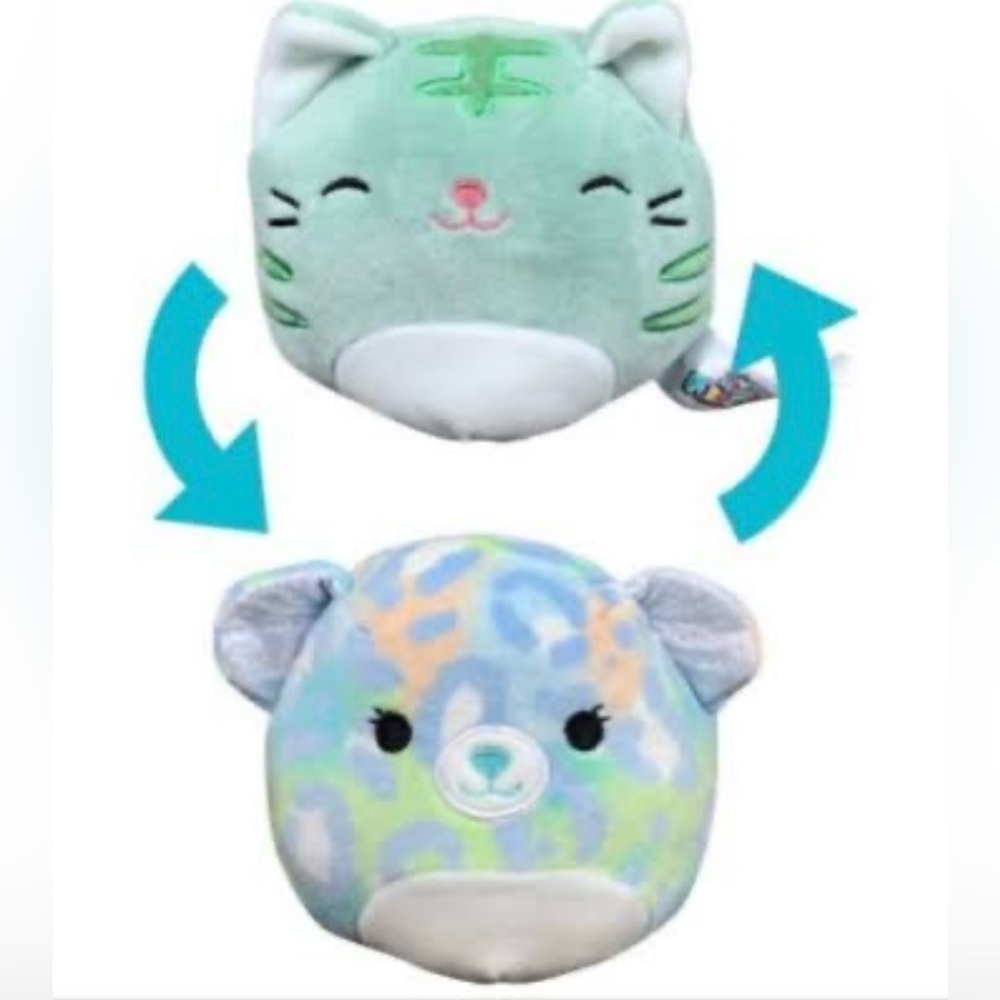SQUISHMALLOWS Flip-A-Mallow 5” Lindsay the Leopard & Chase the Cat NWOT